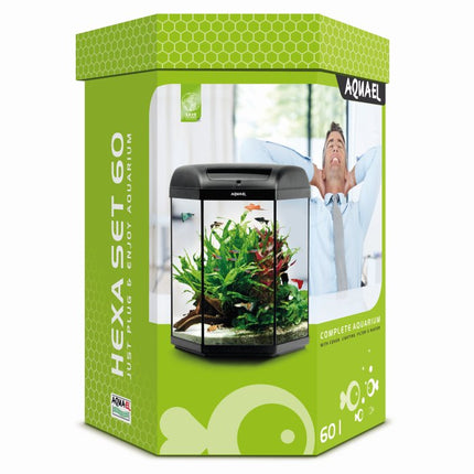 Aquael Aquarienset Hexa Day&Night 60 L schwarz – Aquarien für das Aquarium bei AquascapingForLife