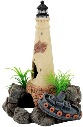 Aquatlantis Leuchtturm mit Boot – Ornamente und sonstige Dekoration für das Aquarium bei AquascapingForLife