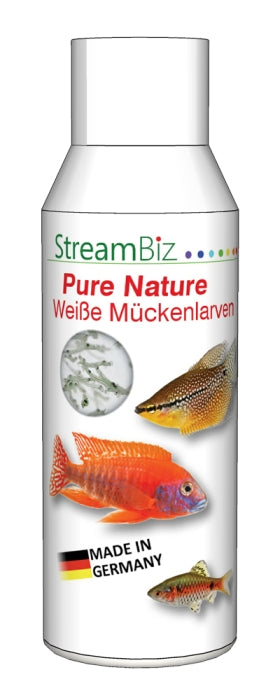 StreamBiz Pure Nature – Weiße Mückenlarven (100 ml) – Fischfutter für das Aquarium bei AquascapingForLife