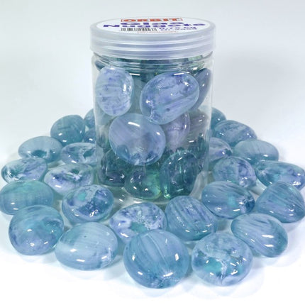 Orbit Glas-Nuggets arktikblau (30 x 15 mm) 0,75 kg Dose – Steine für das Aquarium bei AquascapingForLife
