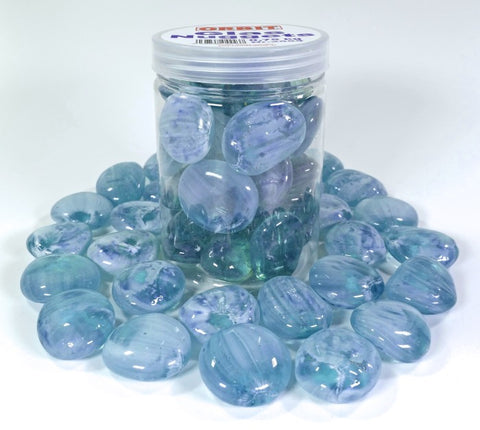 Orbit Glas-Nuggets arktikblau (30 x 15 mm) 0,75 kg Dose – Steine für das Aquarium bei AquascapingForLife