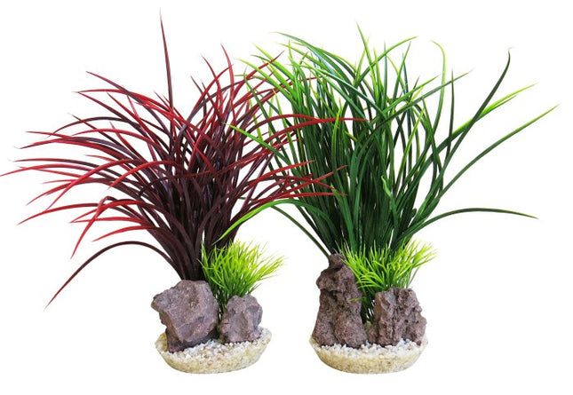 Sydeco Acorus Rock 28 cm hoch [P8] – Kunststoffpflanzen für das Aquarium bei AquascapingForLife